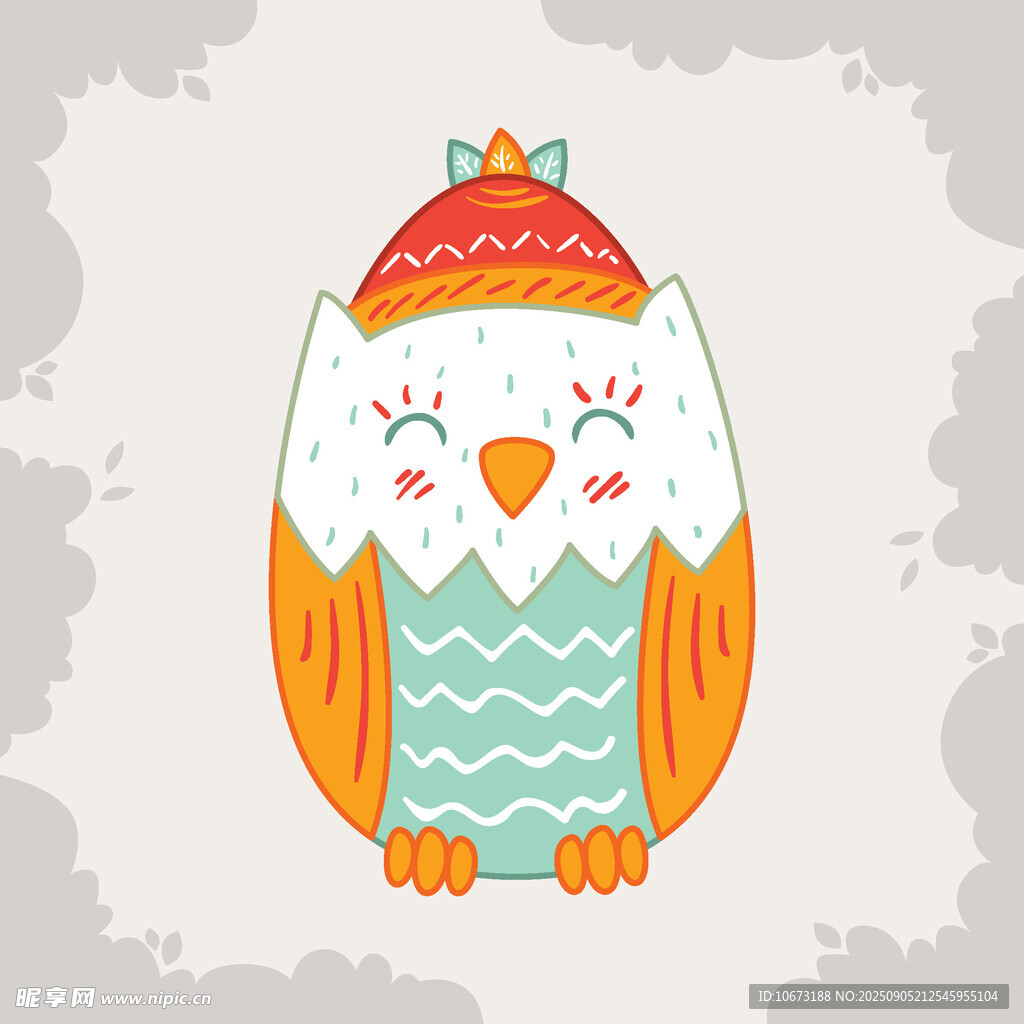 可愛卡通貓頭鷹插畫