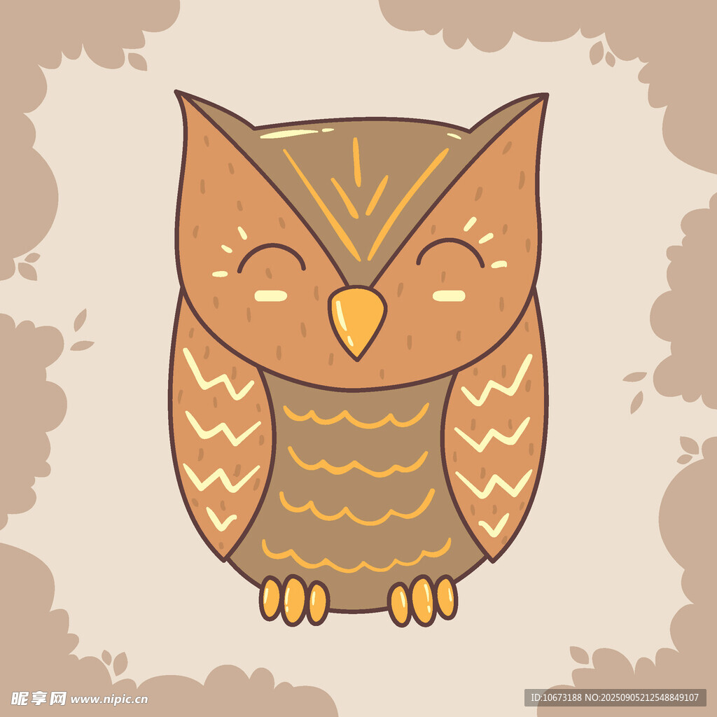 可愛卡通貓頭鷹插畫