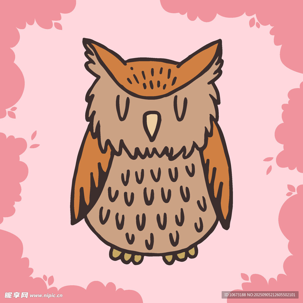 可愛卡通貓頭鷹插畫
