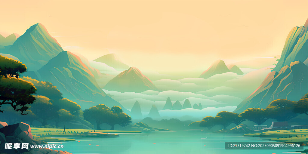國風(fēng)山水背景
