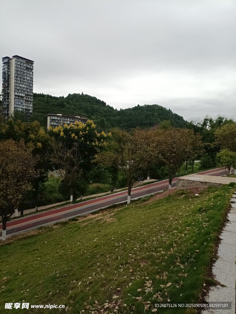 城市邊的綠地與步道景觀