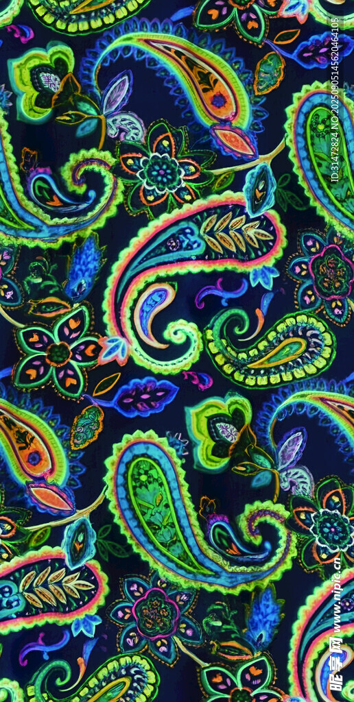 多彩佩斯利花紋圖案