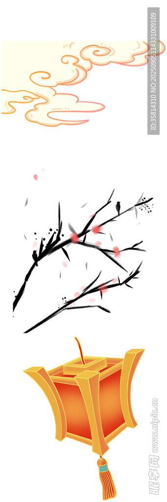 古風(fēng)紙鳶與枝頭春日景象