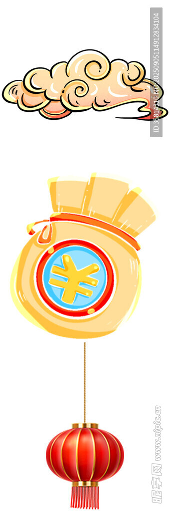 傳統(tǒng)中式裝飾燈籠與祥云