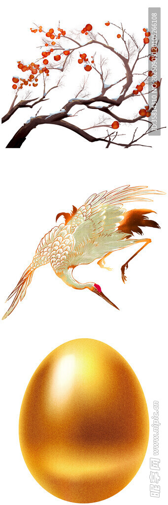 金蛋與花鳥裝飾元素