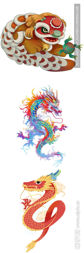 多彩龍形圖案設(shè)計素材