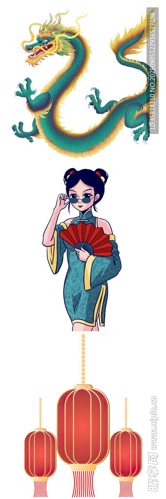 舞龍女孩與紅燈籠