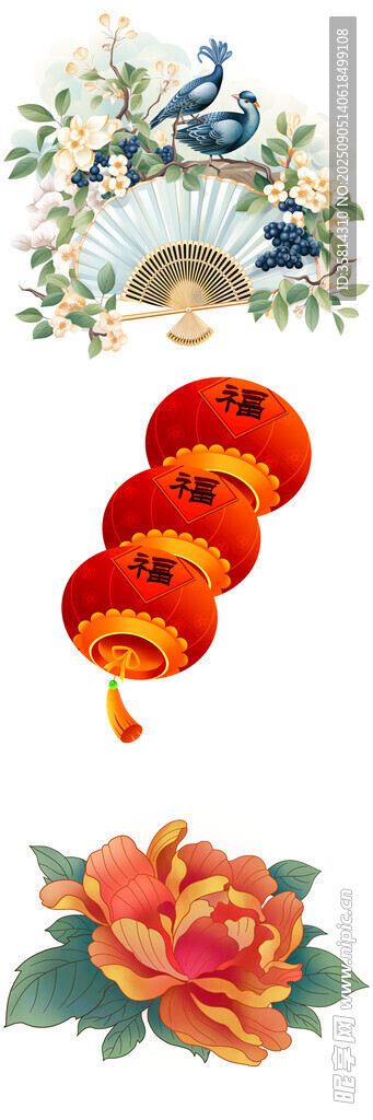 傳統(tǒng)花卉燈籠吉祥圖案