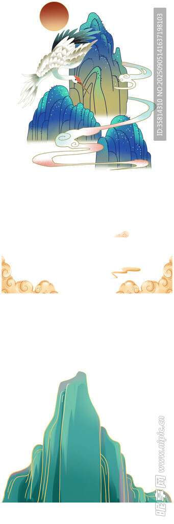 中式山水插畫意境悠遠