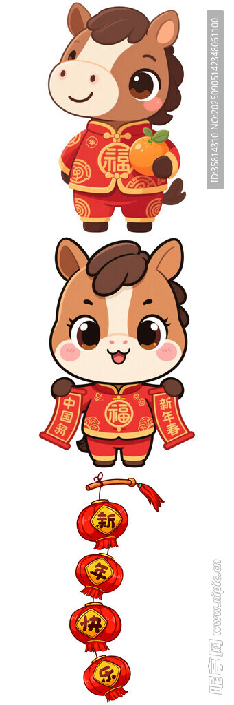 萌態(tài)馬賀歲掛件圖案