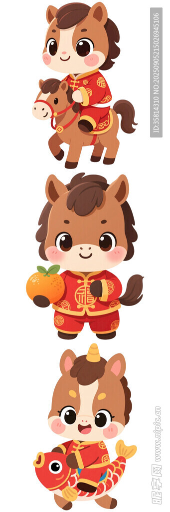 可愛(ài)馬年馬娃卡通形象
