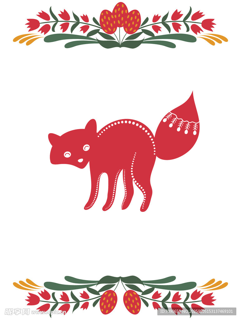 狐貍圖案裝飾插畫(huà)