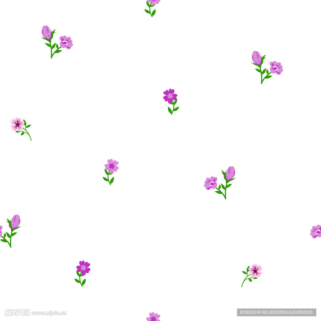 紫色小花無(wú)縫圖案背景