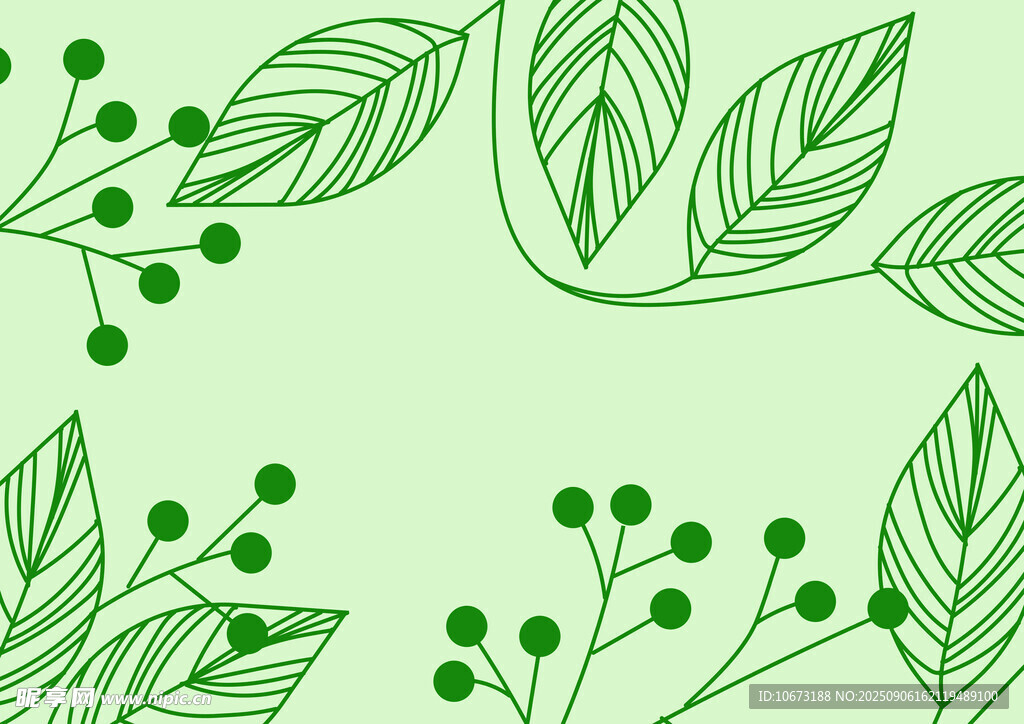 清新綠葉植物裝飾圖案