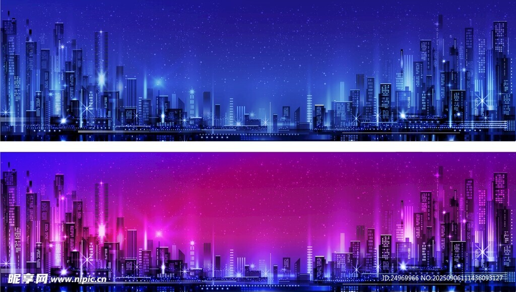 夢幻霓虹城市夜景背景圖