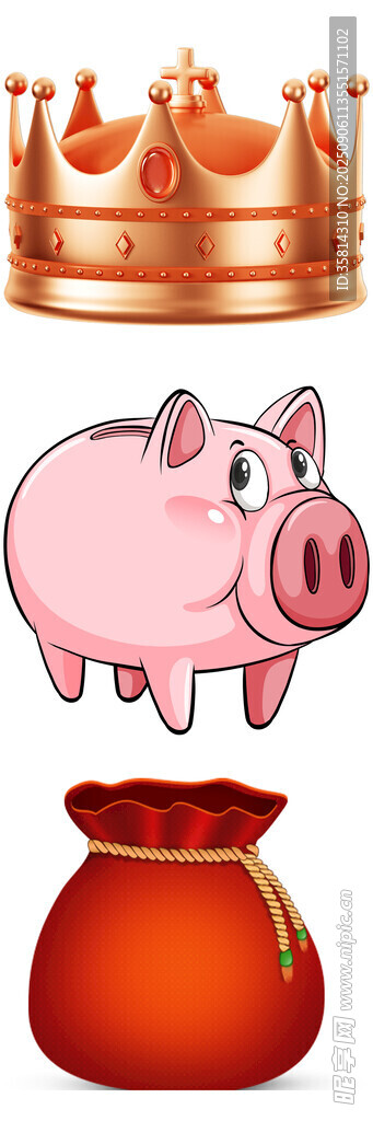 小豬與皇冠金袋的財富象征