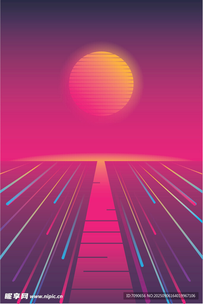 未來感霓虹科幻道路場景