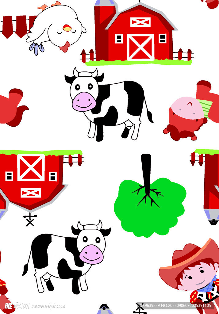 農(nóng)場(chǎng)主題卡通圖案集合