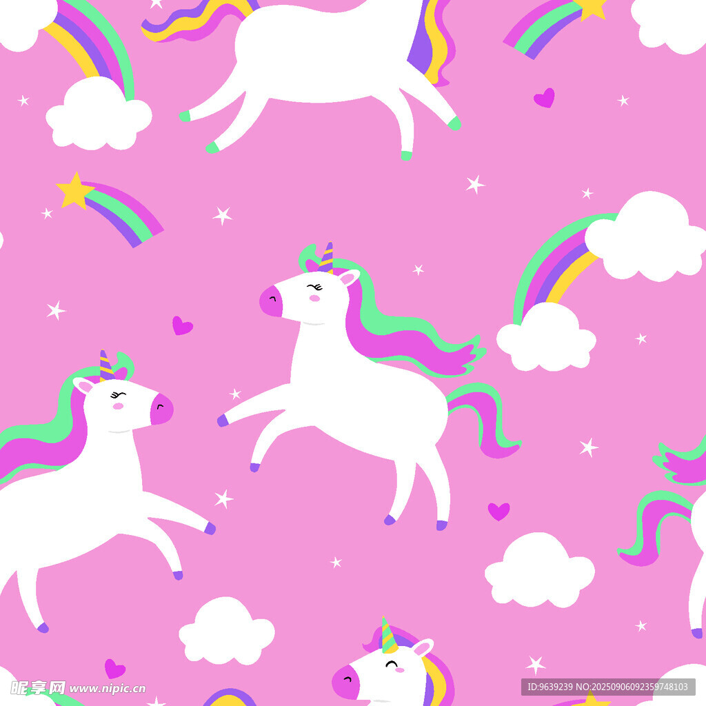夢幻獨角獸粉色背景圖案