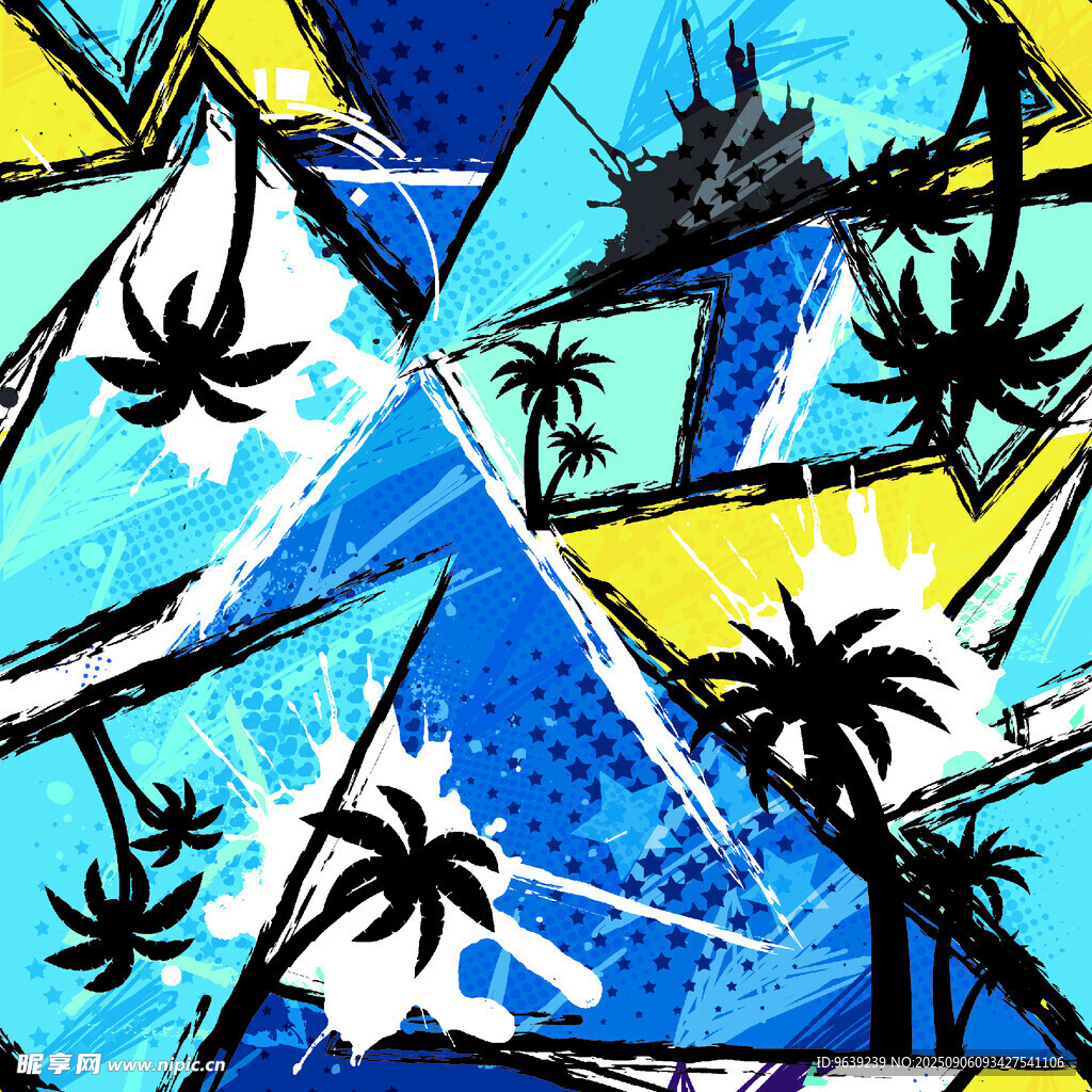 抽象幾何風(fēng)熱帶棕櫚圖案