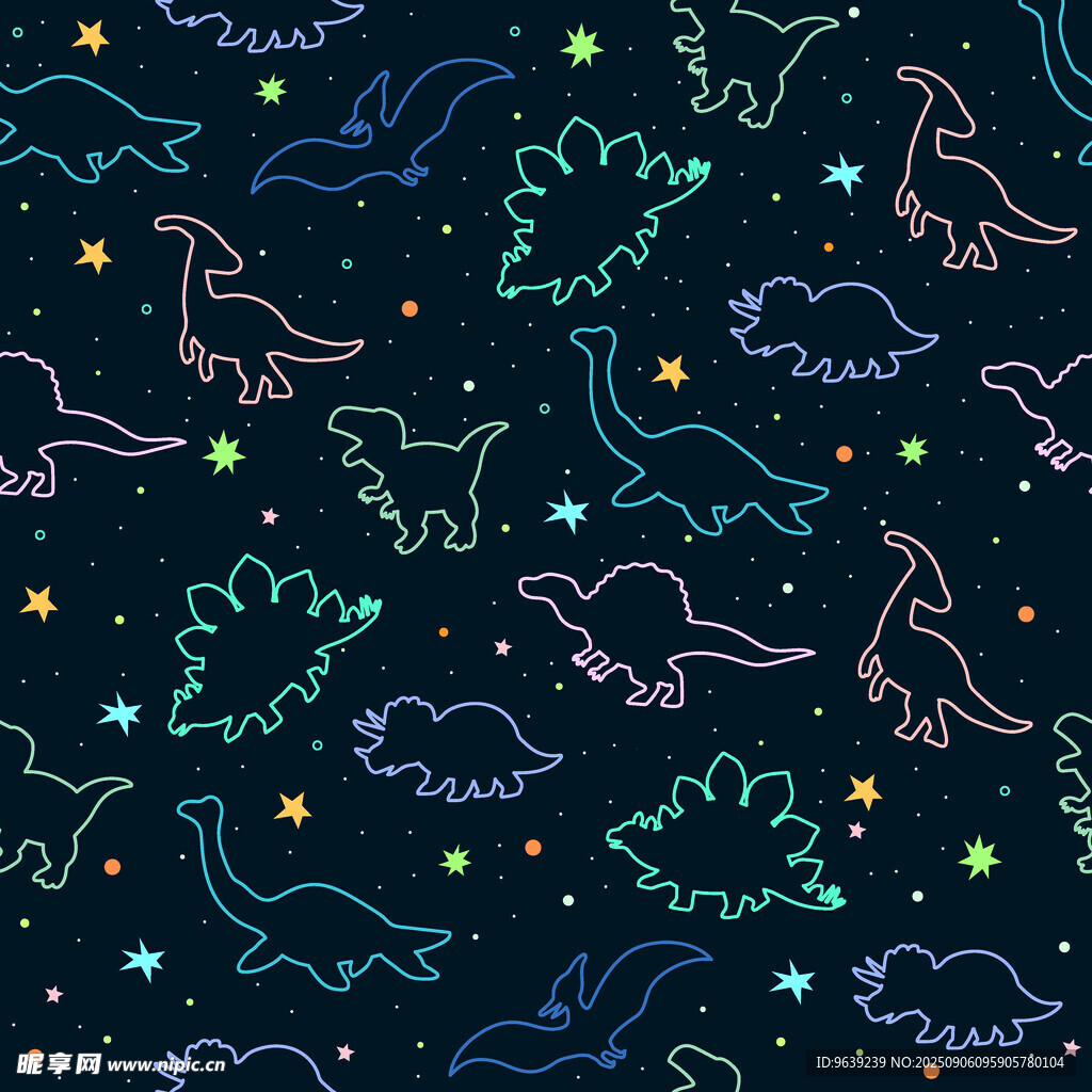 夢幻恐龍星空圖案背景