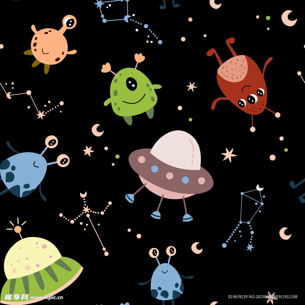 可愛外星生物在宇宙場(chǎng)景中