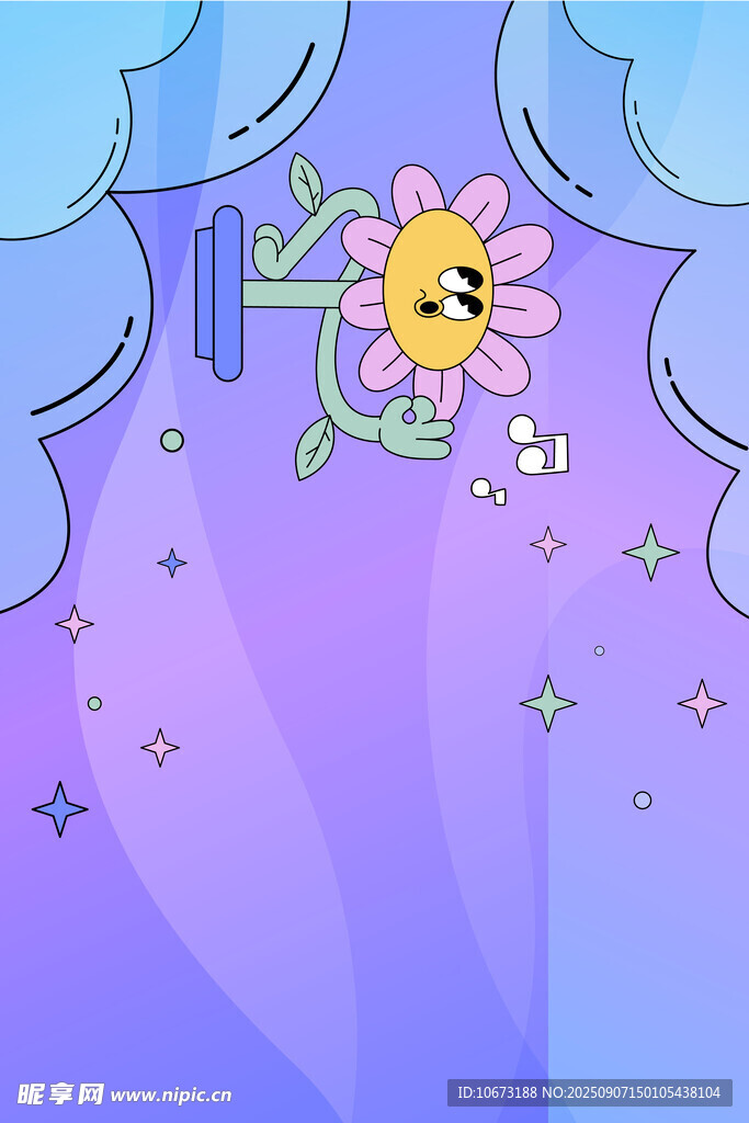 紫色背景上的可愛花朵