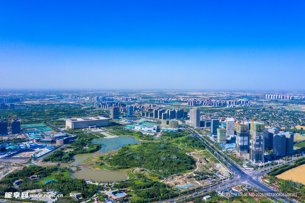 航拍石家莊滹沱河濕地