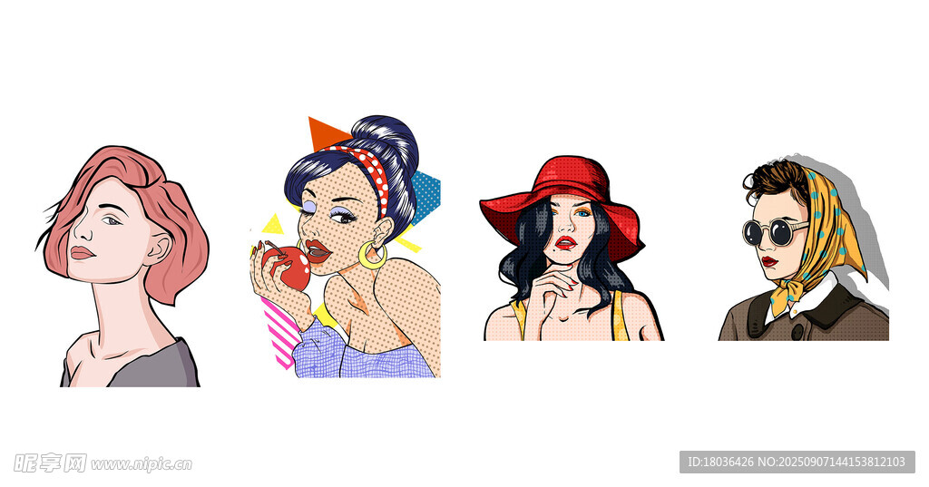 波普風(fēng)格藝術(shù)女性歐美女人png