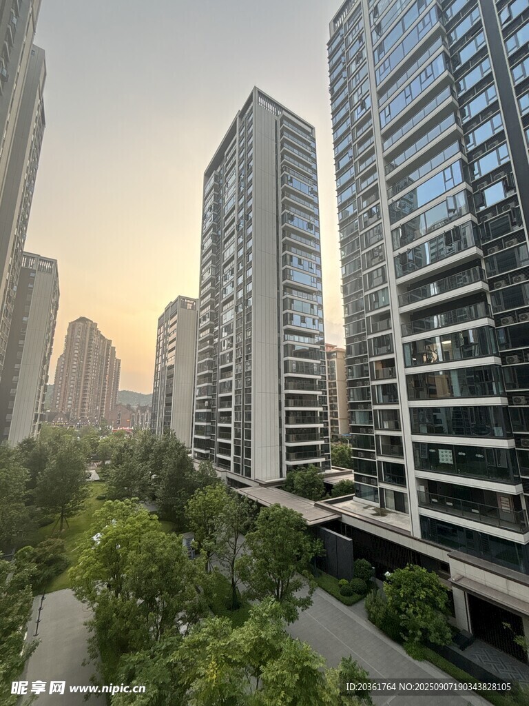 城市高樓間的綠意景觀