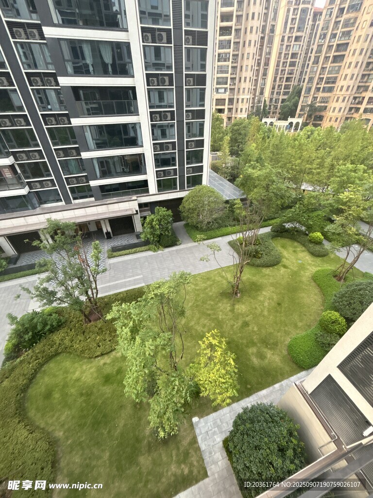 高層俯瞰小區(qū)綠化景觀