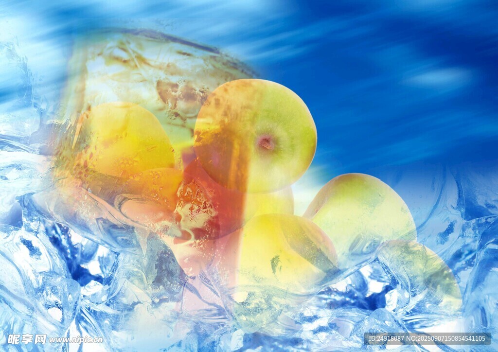 水果 冰塊 冷飲背景  