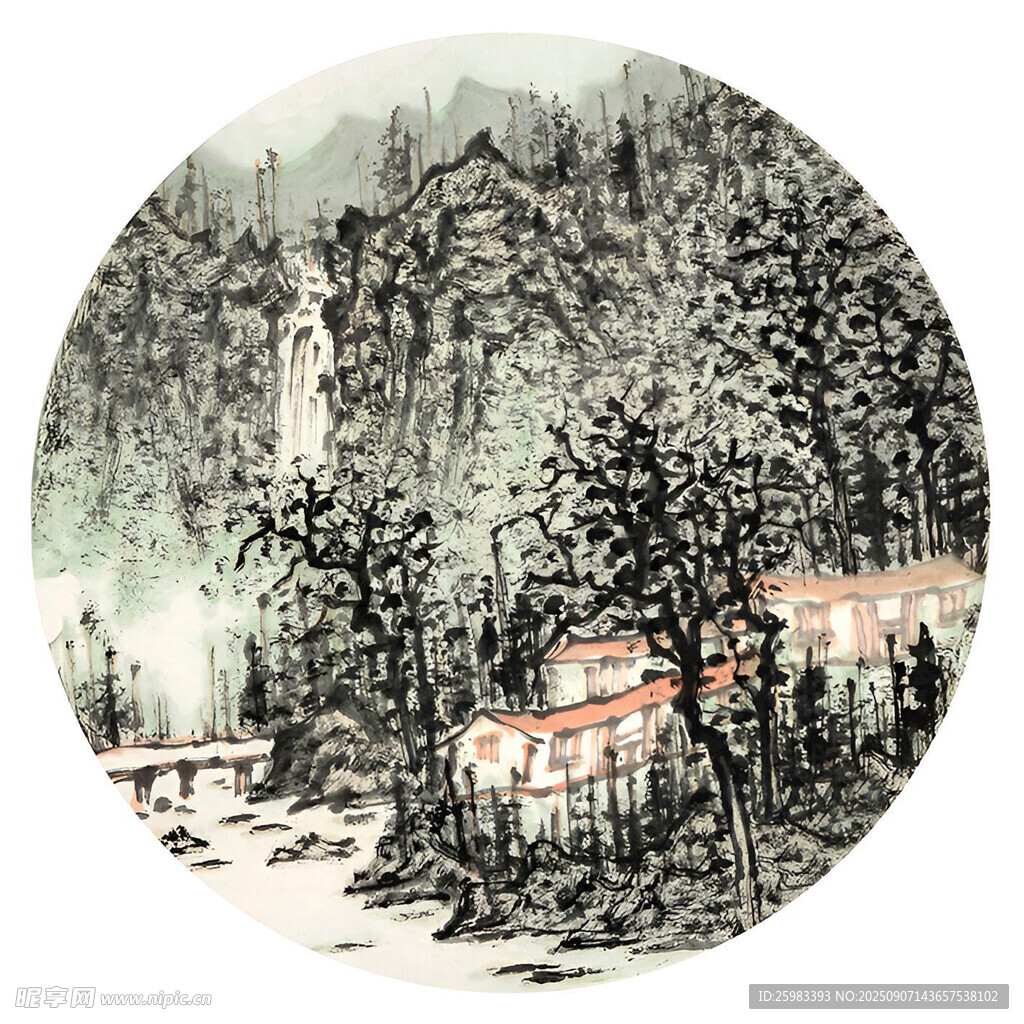 山水村落圖