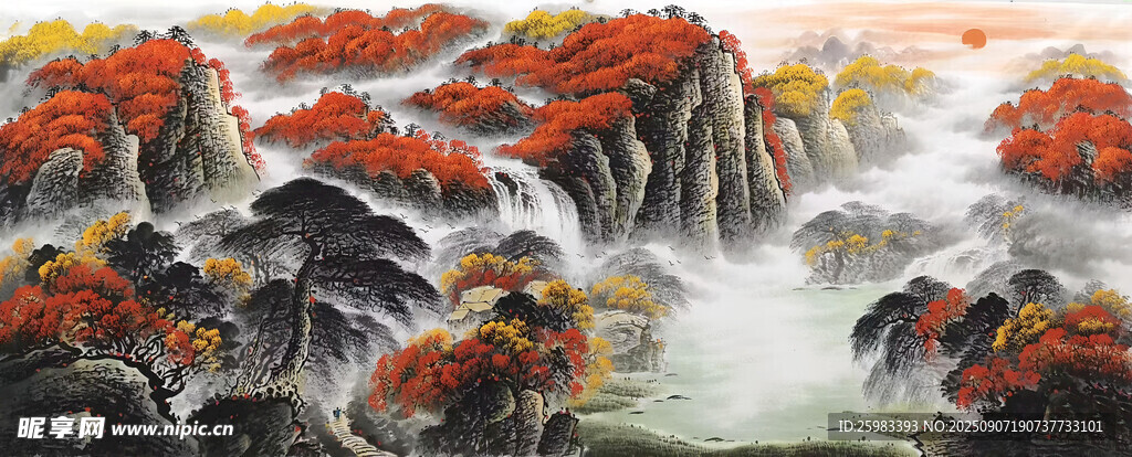 金秋山水圖