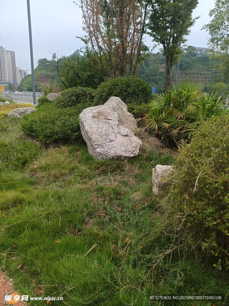戶外草地中的巨石景觀