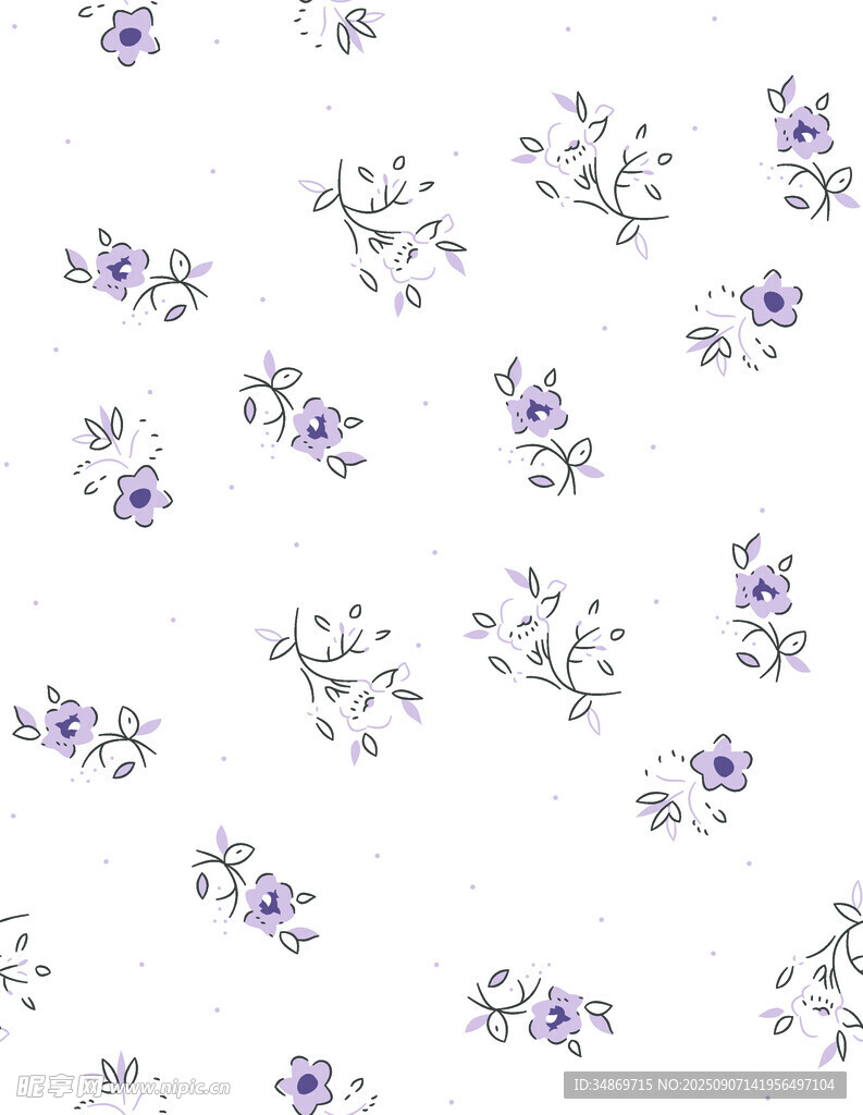 數(shù)碼印花紫色小花無(wú)縫圖案背景