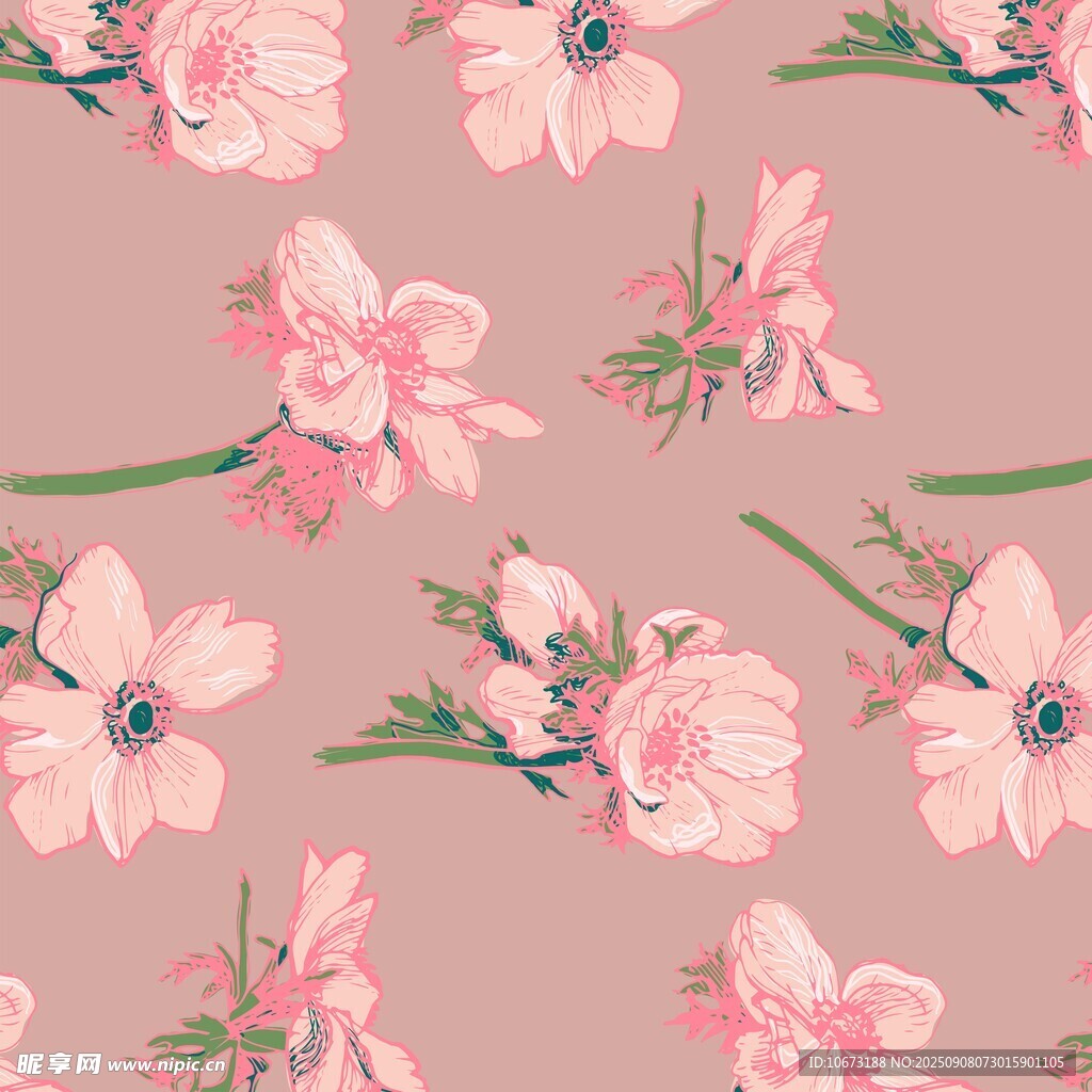 粉色花卉無(wú)縫圖案背景