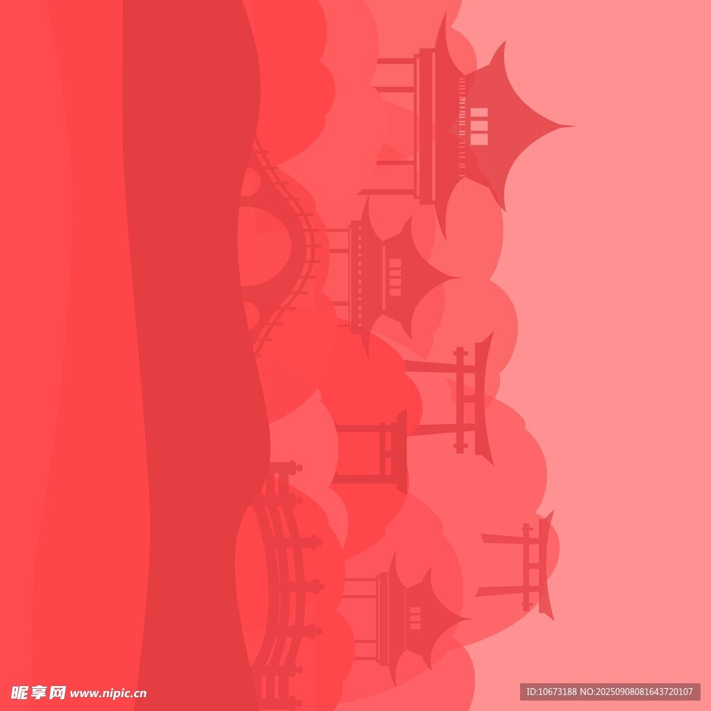 中式古風(fēng)建筑剪影