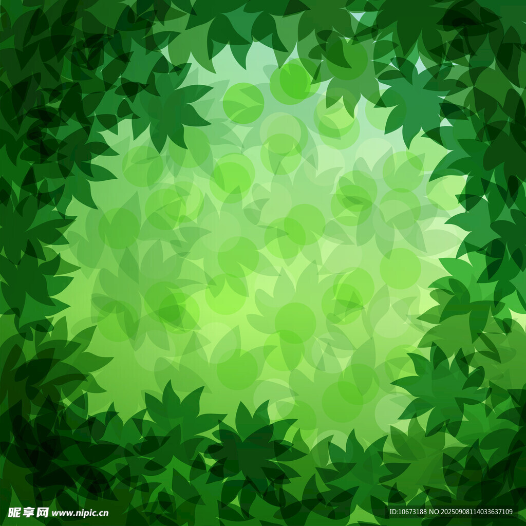 綠色樹葉環(huán)繞的夢幻背景