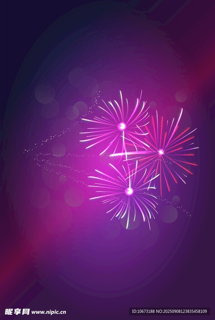 紫色夢幻煙花綻放畫面