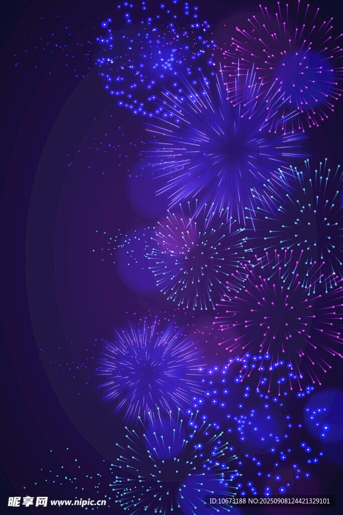 夢(mèng)幻紫色煙花綻放畫面