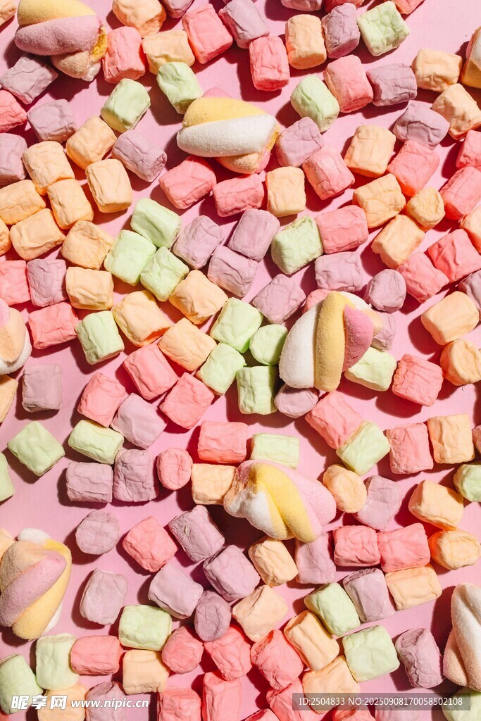 多彩棉花糖糖果特寫