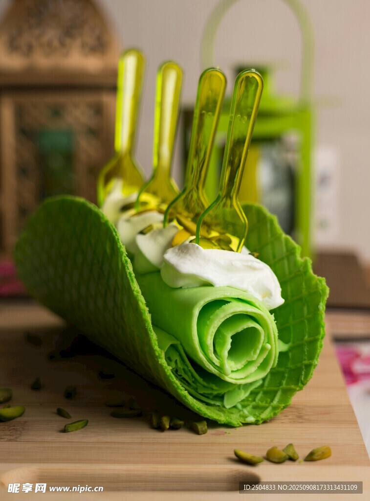 綠色蔬菜卷美食特寫