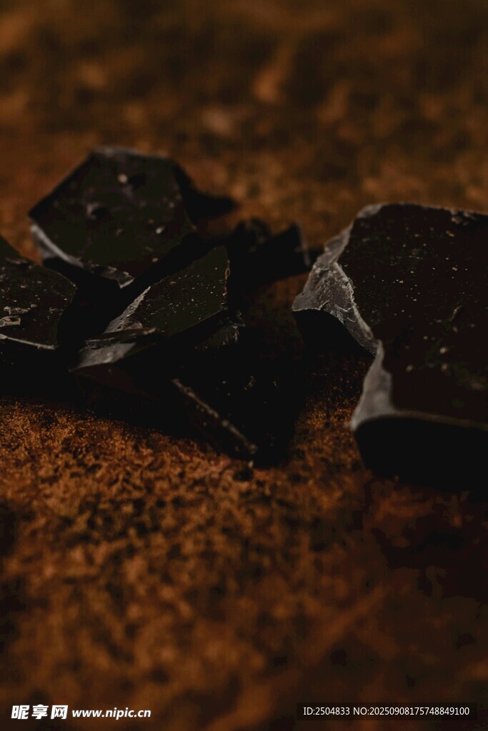 黑巧克力塊特寫