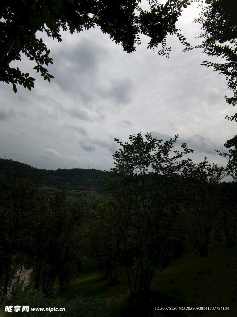 山間陰天景色