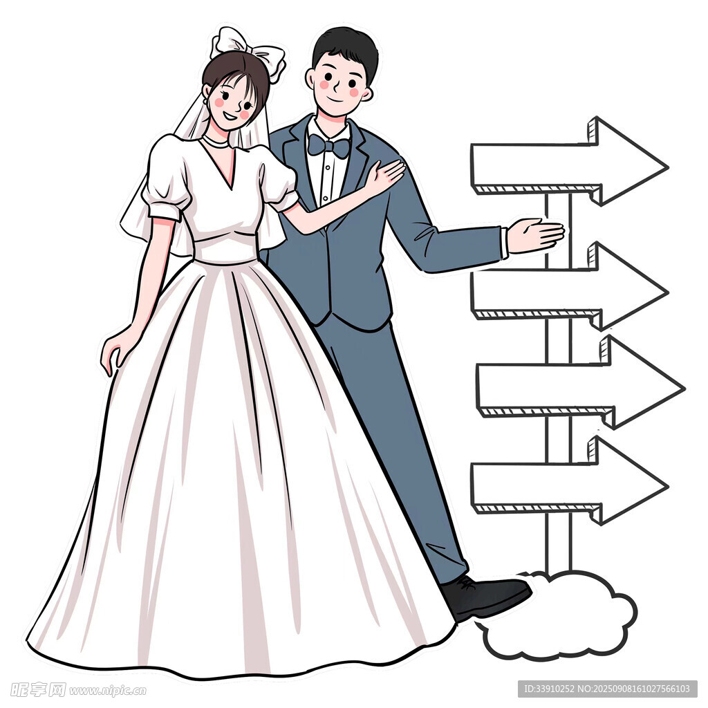 婚禮人物水牌新郎新娘立牌指示牌