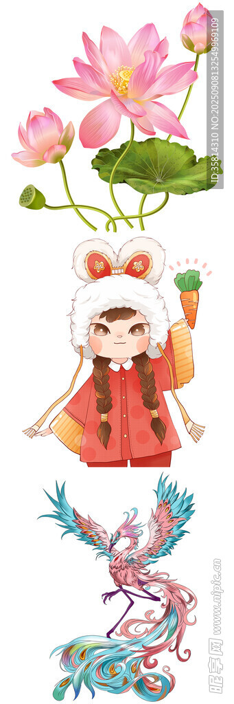 荷花旁的可愛古風(fēng)娃娃