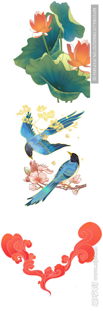 中式花鳥吉祥圖案