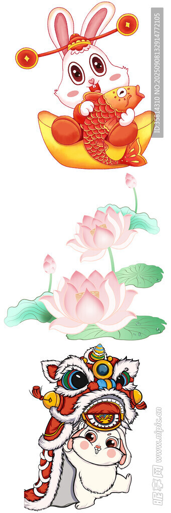可愛兔與傳統(tǒng)形象插畫