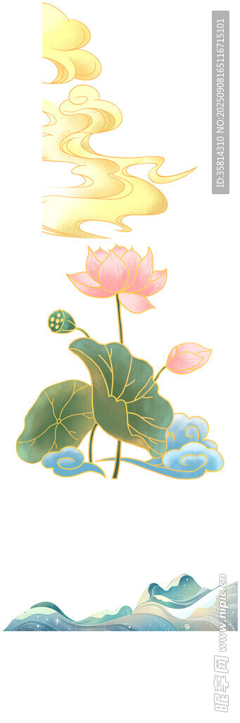中式風(fēng)荷花仙鶴裝飾擺件